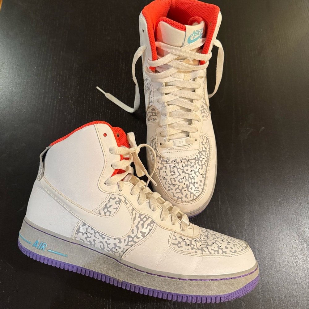 Nike Air Force 1 High Top- White/Wolf Grey Purple Venom